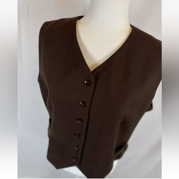 Vintage Worthington vest Wool Women's 14 Chocolate Brown Fully Lined waistcoat - Picture 3 of 15